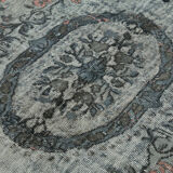 Handmade hi-low pile anatolian 1980s 173 cm x 284 cm grey rug