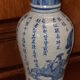 Ancient Chinese vase with blue decoration of sage and inscriptions
