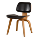 Charles & Ray Eames DCW Ash dining chair with Dark Brown Leather seat for Vitra