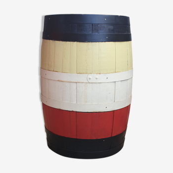 Painted wooden wine barrel