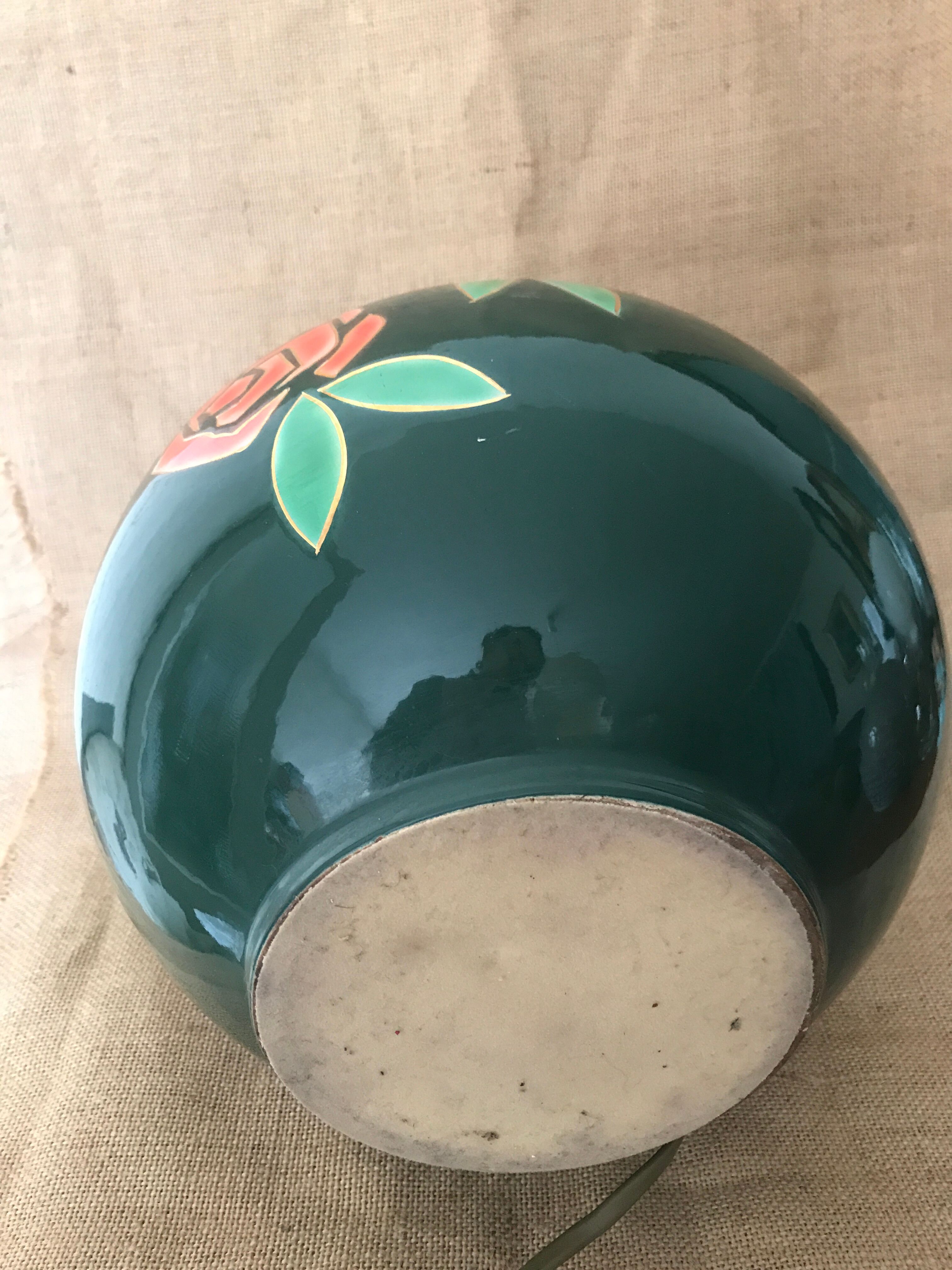 Dark Green Lamp Foot Art Deco Louis Drimmer