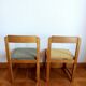 Six Scandinavian style chairs in elm and fabric.
