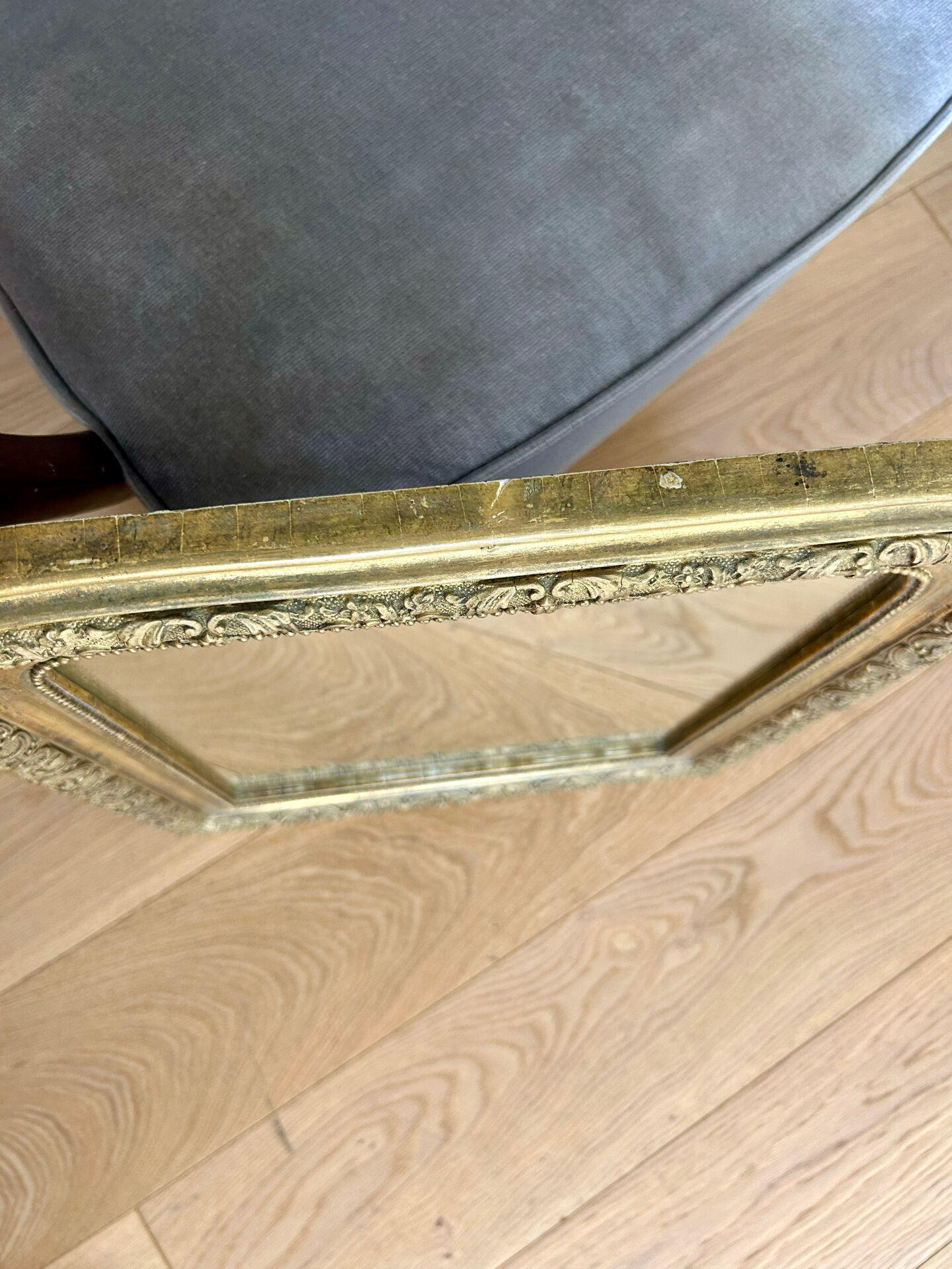 Antique gilded carved mirror - antique glass - vintage - Louis XVI