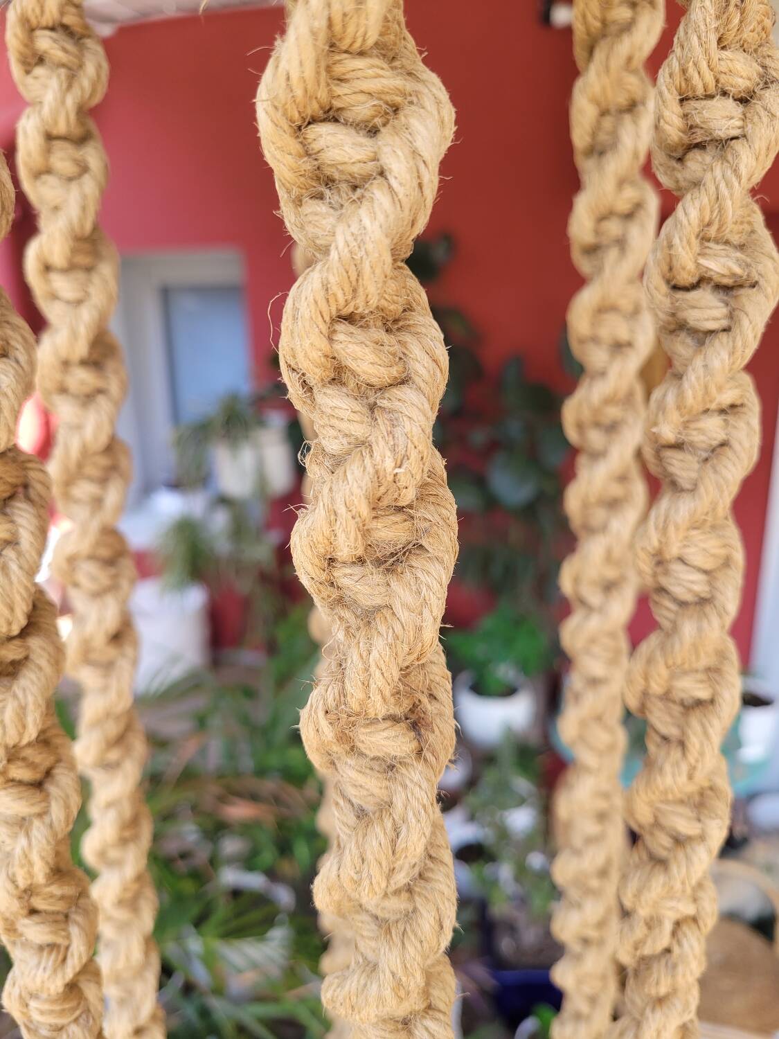 Large vintage macrame plant holder