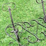 Wall coat rack two hooks wrought iron with scroll patterns 1950s