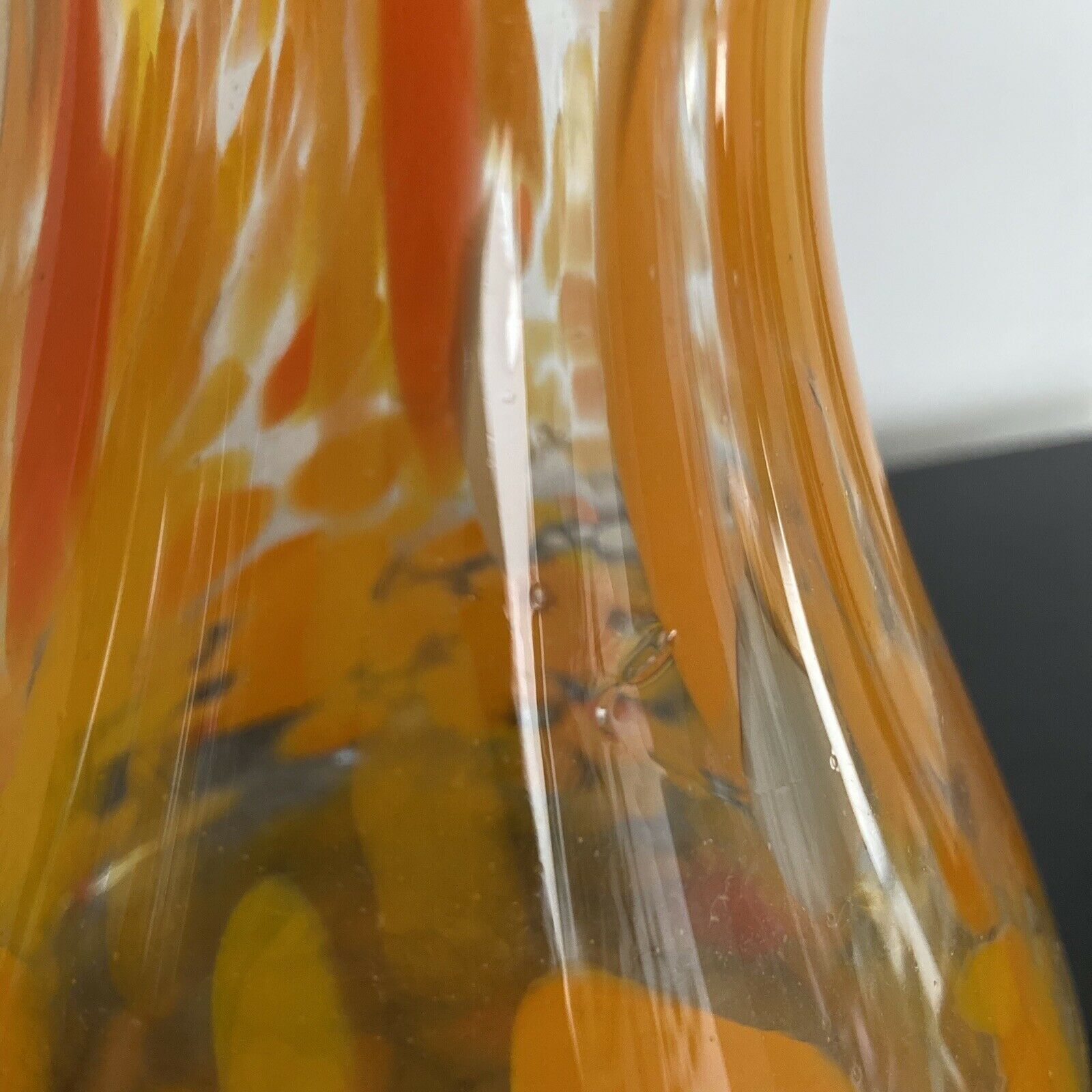 Soliflore orange souflé glass vase
