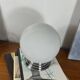 Ceiling light or wall light with a white opaline glass globe, 20 cm, stainless steel rose.