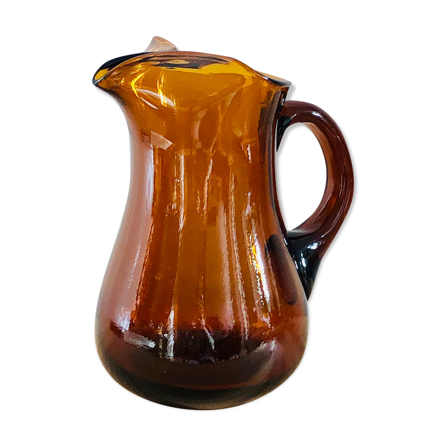 Vintage amber blown glass decanter