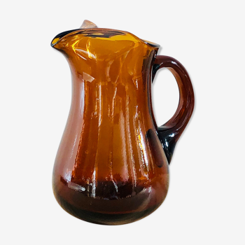 Vintage amber blown glass decanter