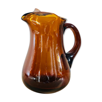 Vintage amber blown glass decanter