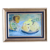 Oil on panel old still life vegetables
