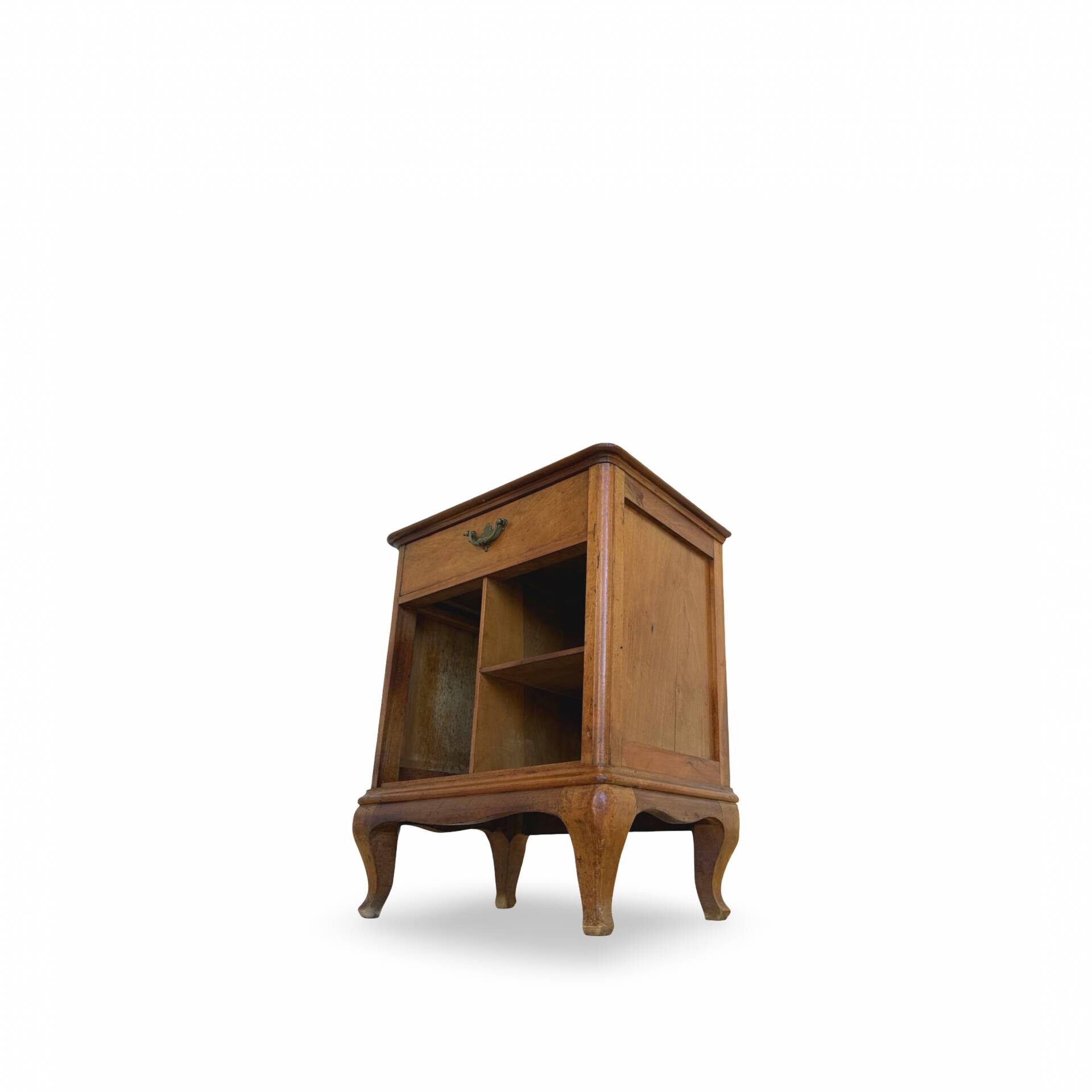 Antique Italian bedside table in solid walnut, 1920s/1930s