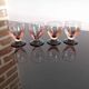 4 verres sur pied art déco à liqueur en verre fumé saumon pied noir