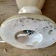 Old beige marbled stone lamp base - alabaster lamp