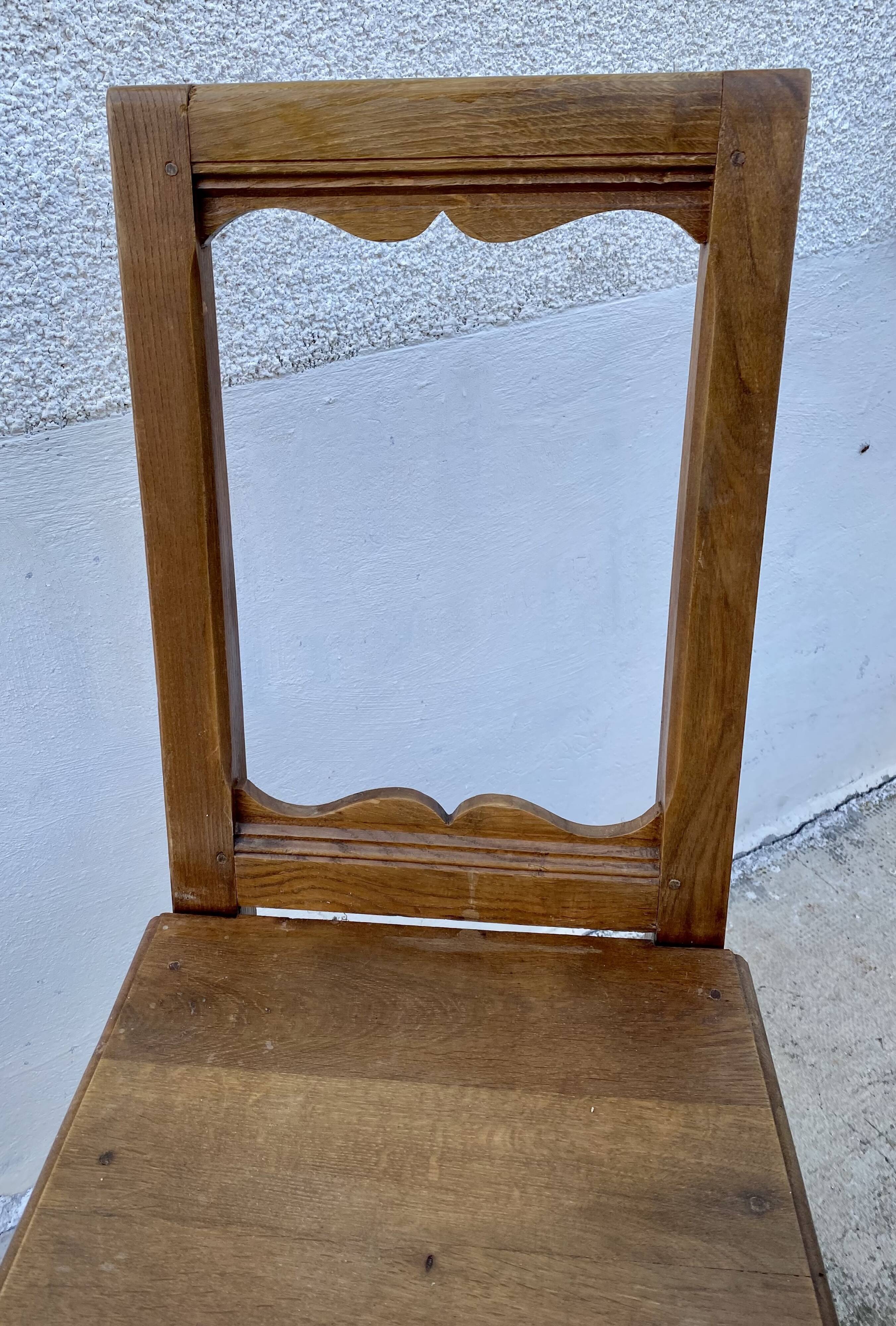 Set of 4 19th century Lorraine chairs in rustic wood