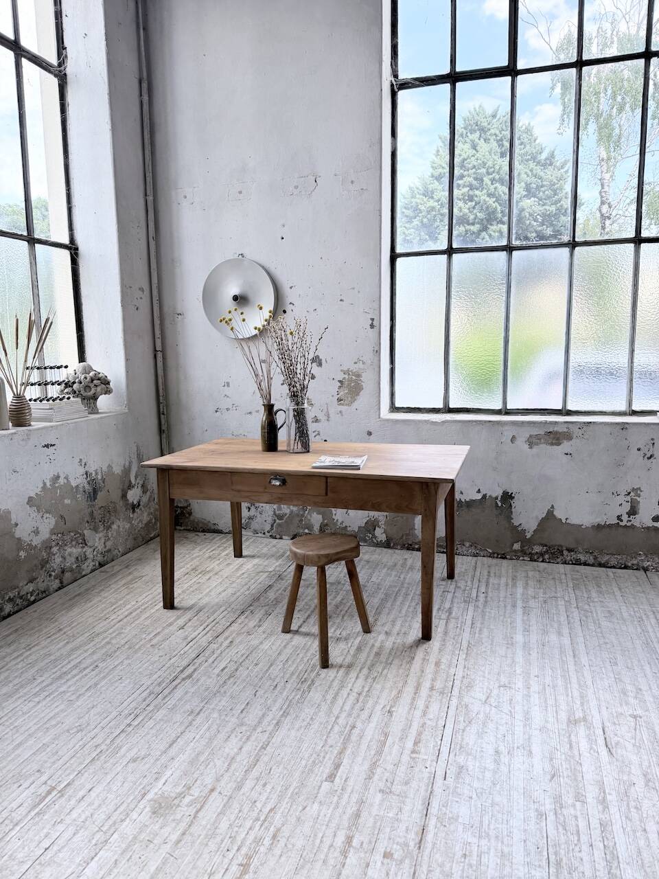 Farm table with tapered legs, cherry wood, 150 cm