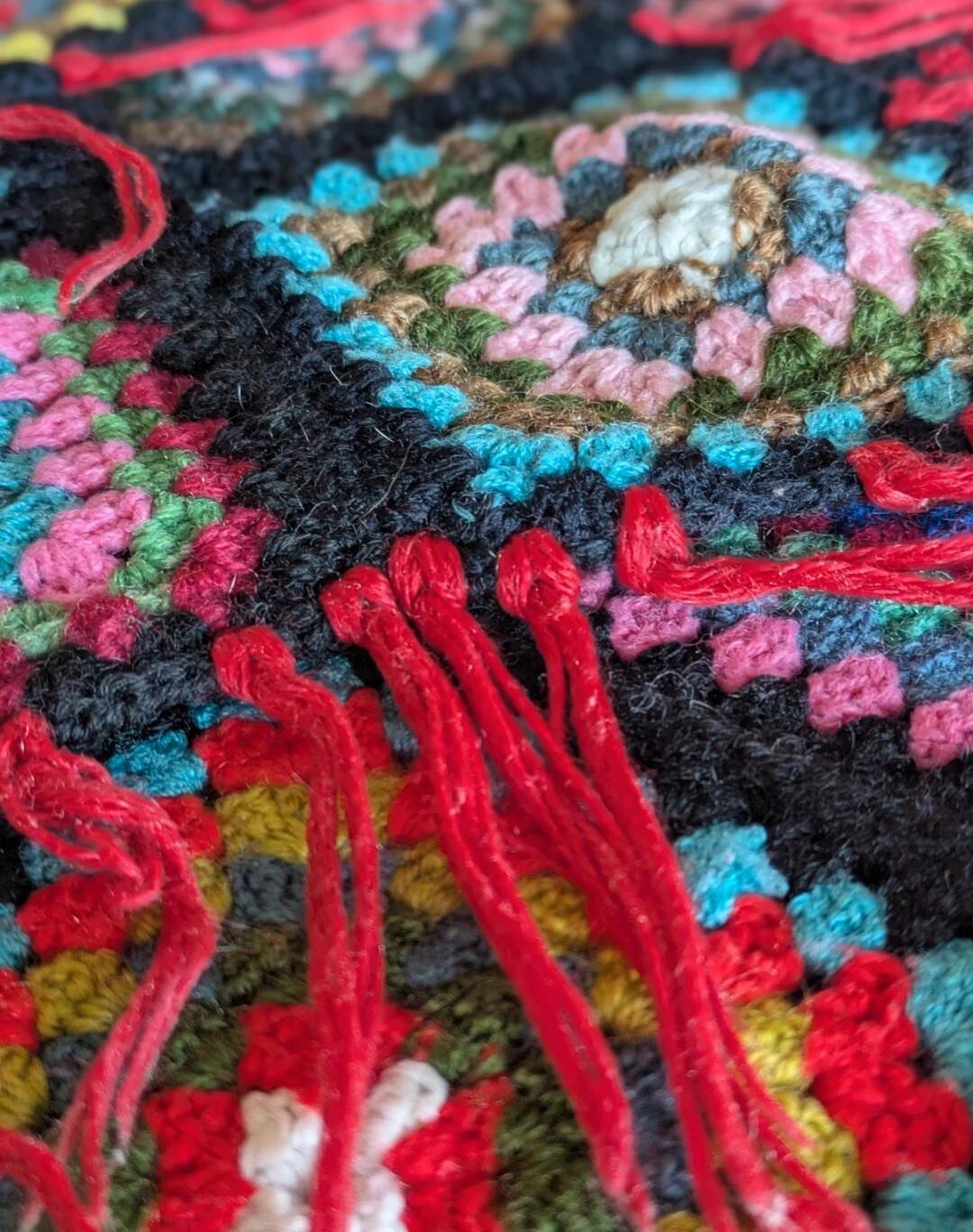 Rare! Handmade bohemian patchwork crochet blanket