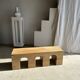 Solid monoxyl wood bench with carved 3-arch base - Natural wood color
