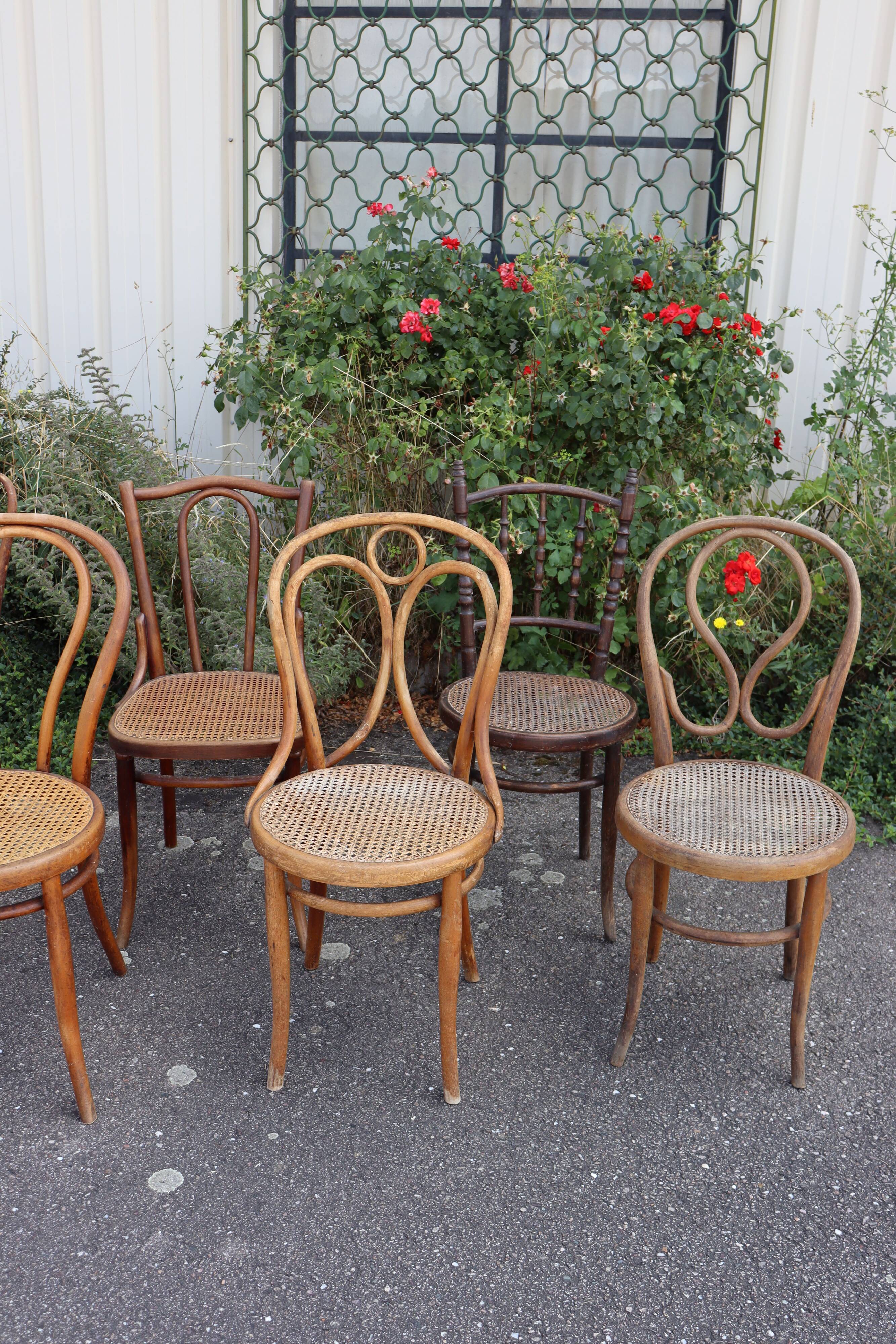 Series 8 mismatched bistro chairs