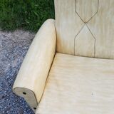 Armchairs and sofa of the 60s/70s in moleskine and chrome base on springs