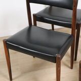 Série de 4 chaises scandinave Danemark en palissandre et skaï, 1960