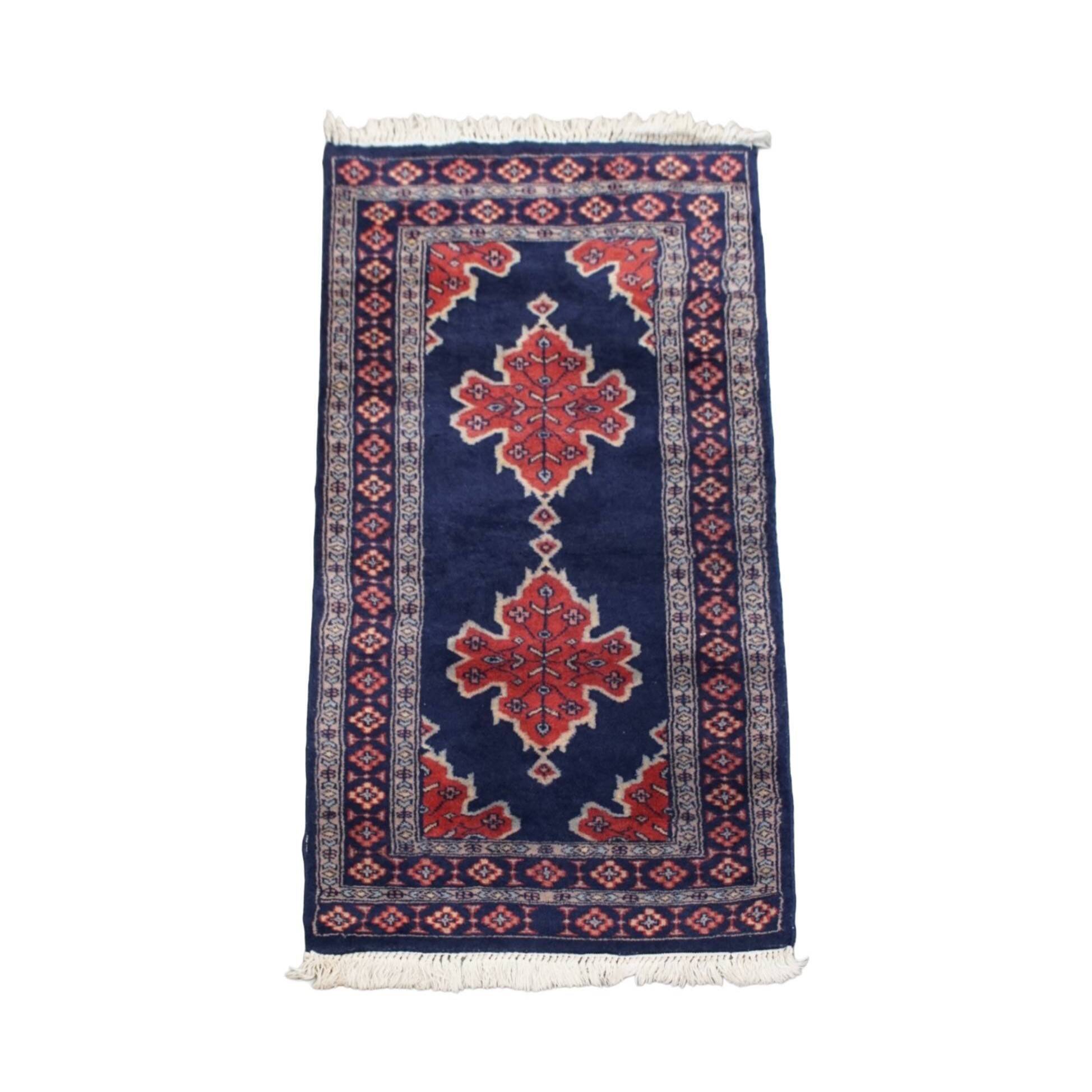 Wool Rug in Dark Blue – 139x66 cm