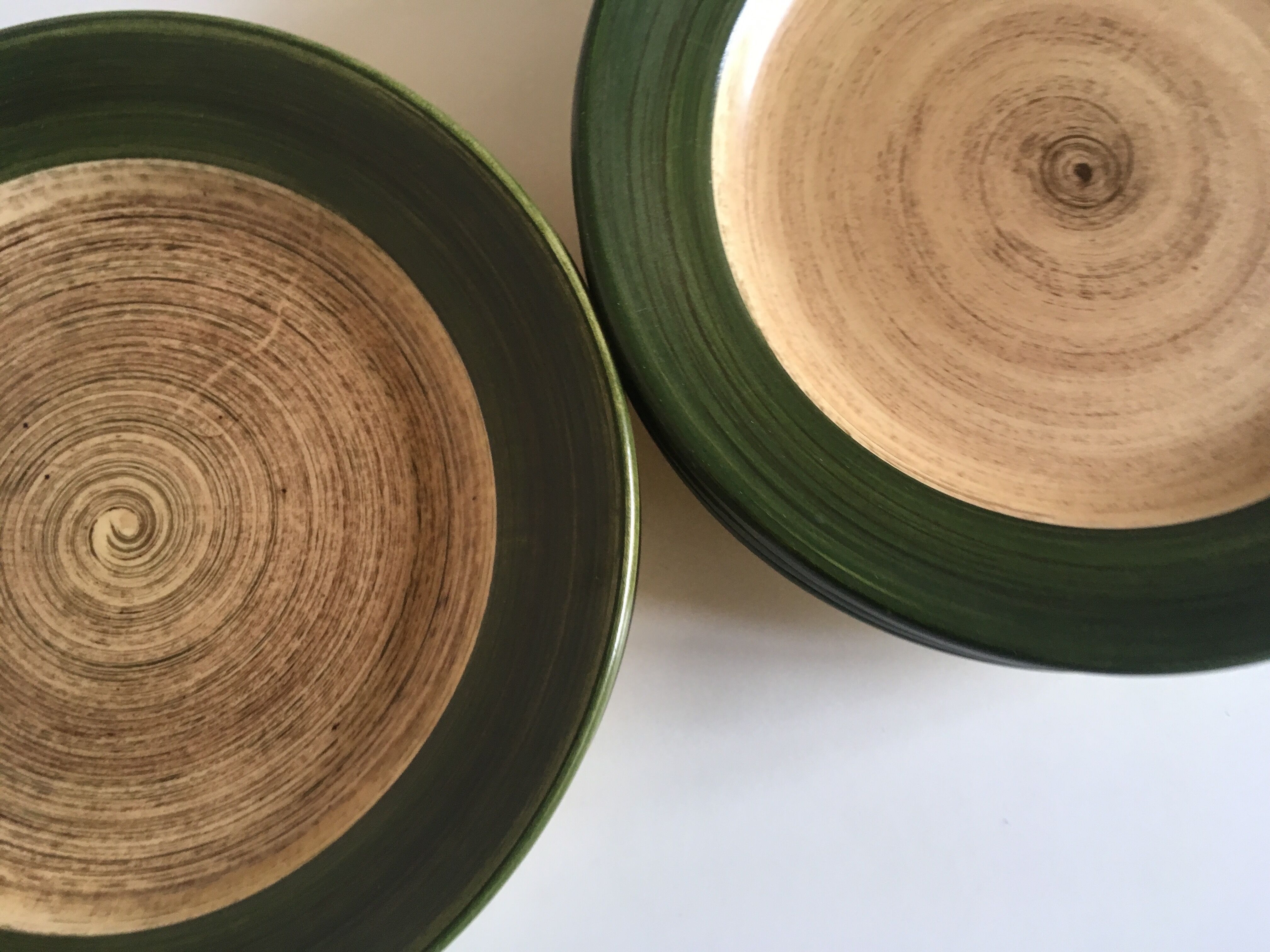 Set de 8 assiettes plates en grès 1970 St Clément bois de rondin de ferme