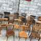 Set of 10 curved wooden bistro chairs