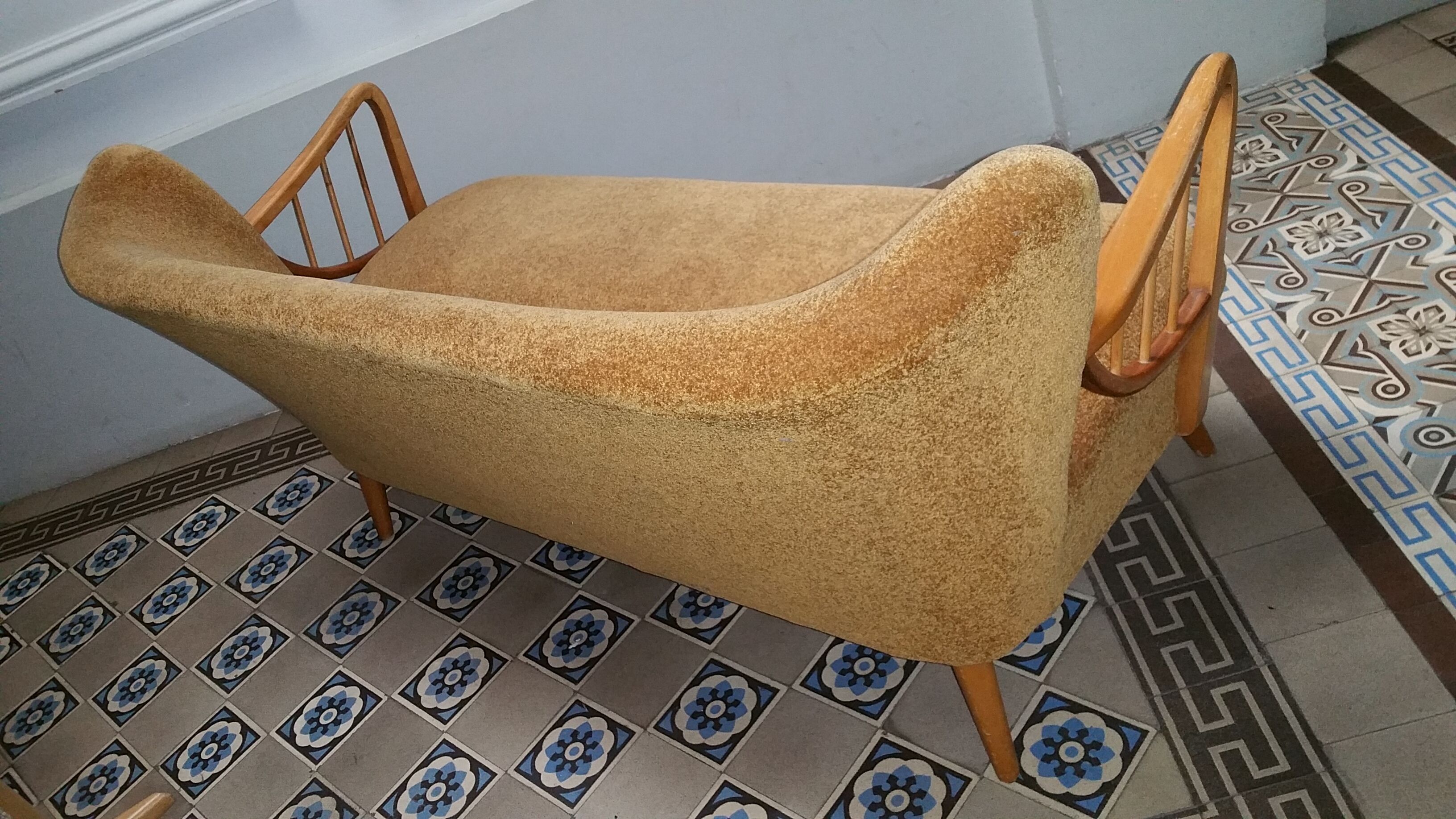 Sofa sofa Danish Scandinavian organic vintage 50/60s golden yellow
