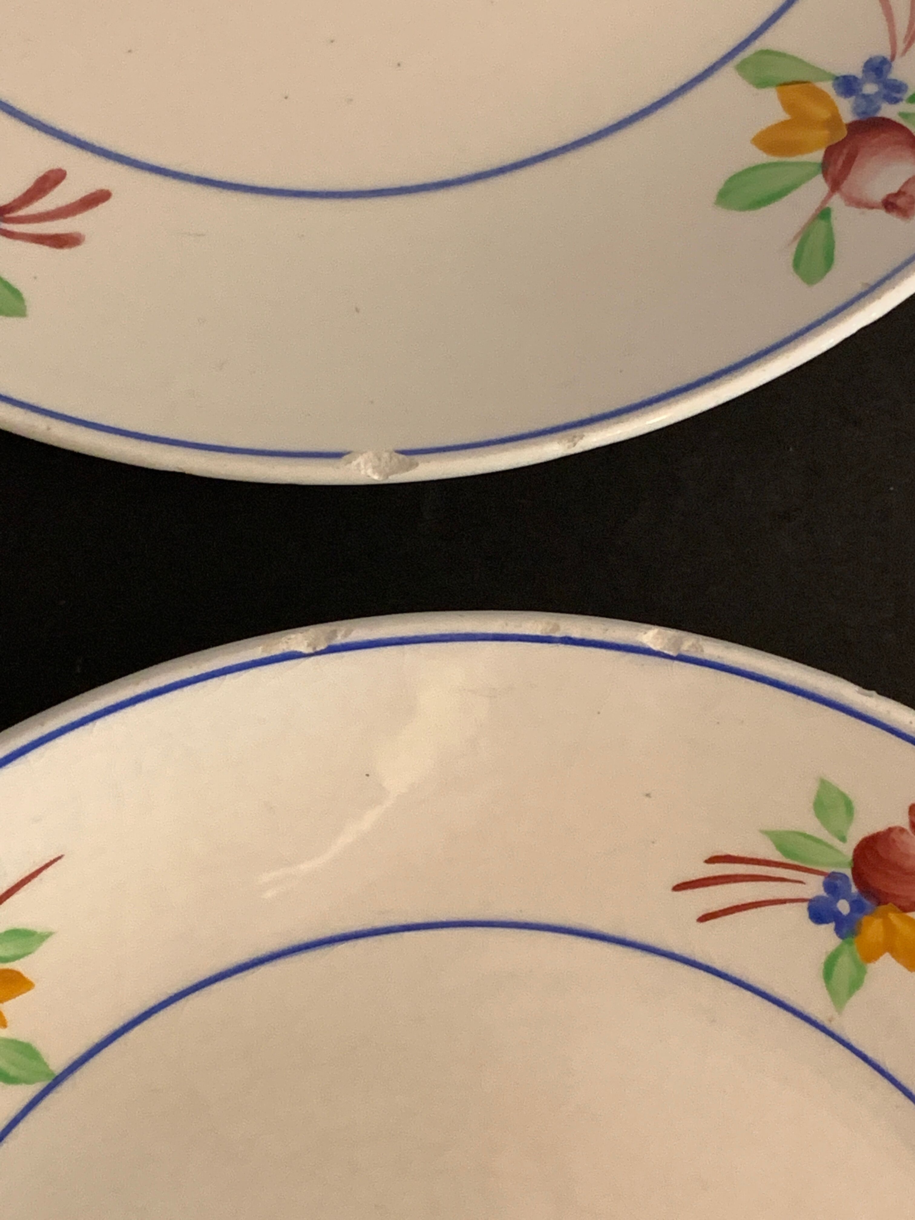 6 Gien dessert plates, Nice model, 1950