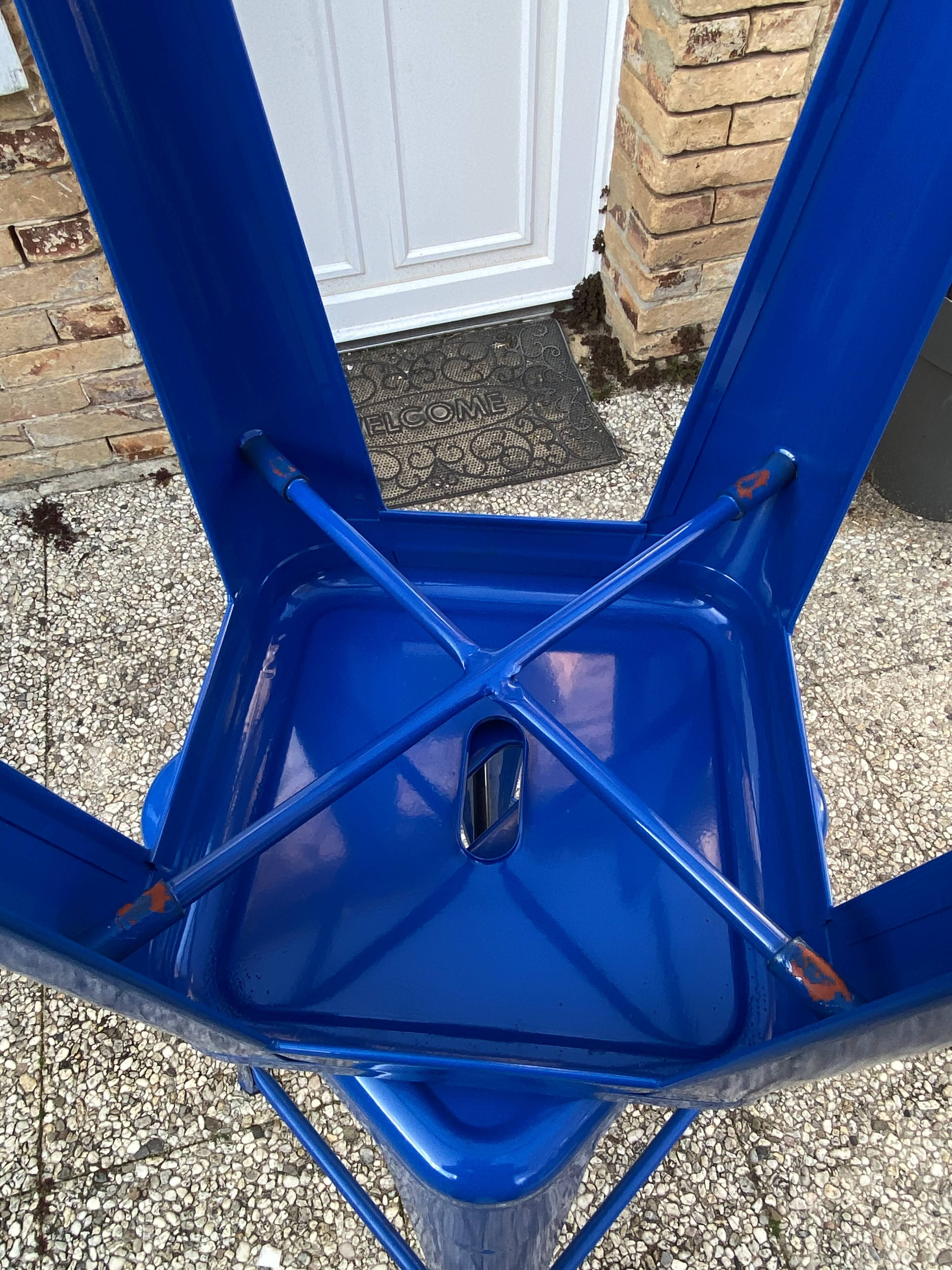 Stackable industrial bar stool TOLIX H75 blue