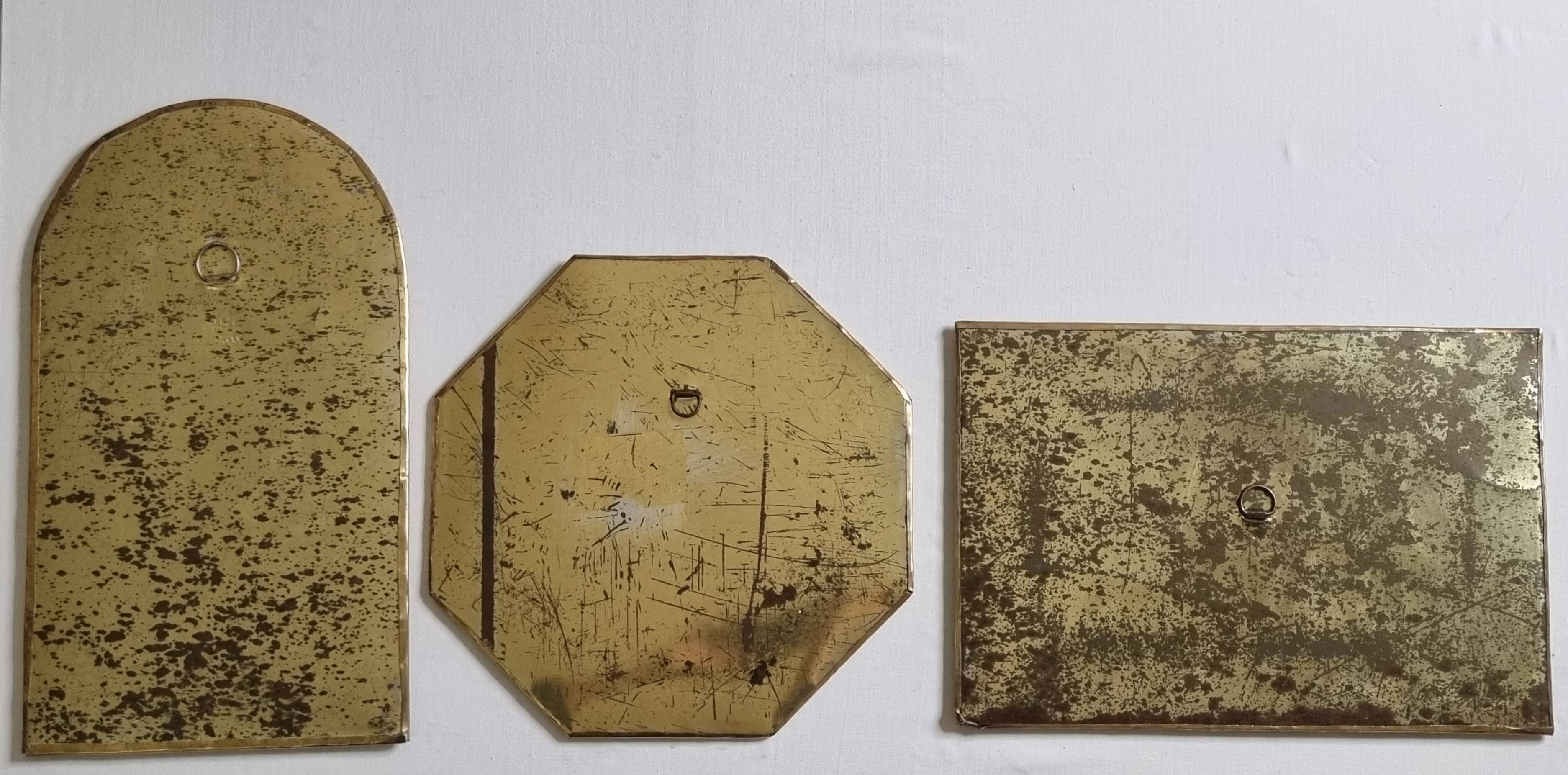 Set of 3 wall mirrors in brass, Moroccan craftsmanship, 20 cm