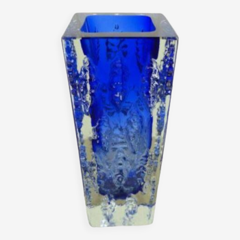 Vase en verre bleu vintage  verrerie Kurt Wokan - Autriche 1970, IG 3078