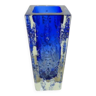 Vase en verre bleu vintage  verrerie Kurt Wokan - Autriche 1970, IG 3078