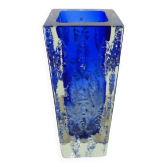 Vintage blue glass vase Kurt Wokan glassware - Austria 1970, IG 3078