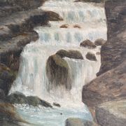 Paire de tableaux anciens. Diptypes paysages romantiques