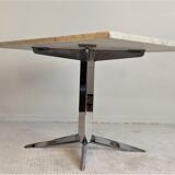 Coffee table Roche Bobois 70's carrara marble and chrome star foot