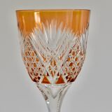 Set of 6 Bohemian Multicolored Antique Crystal Wine Glasses