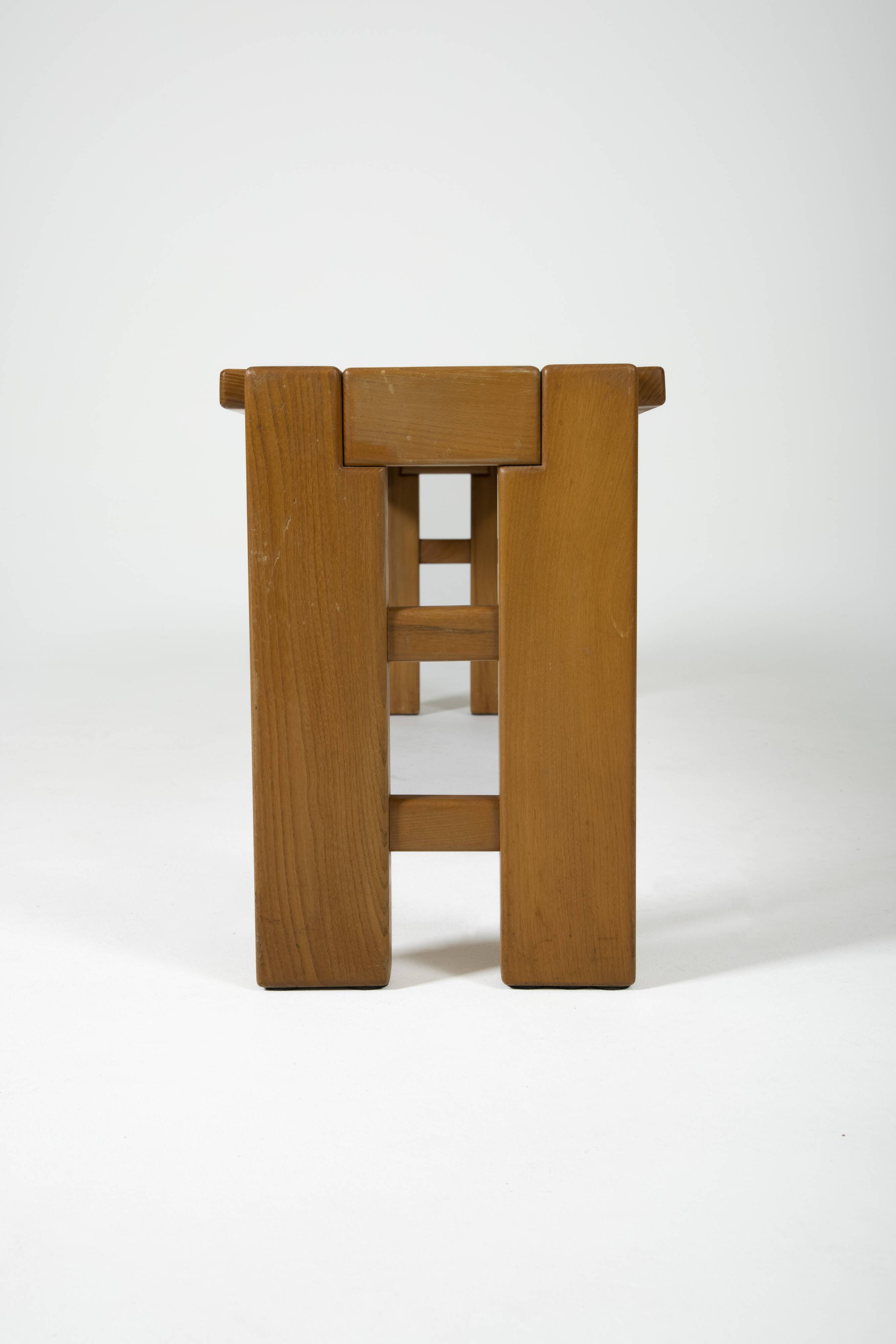 Solid elm bench, 1960s