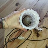 Vintage wall light in brass and textured glass – 60s/70s style