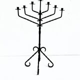 Large Vintage Mid 20th century wrought iron floor candle stick