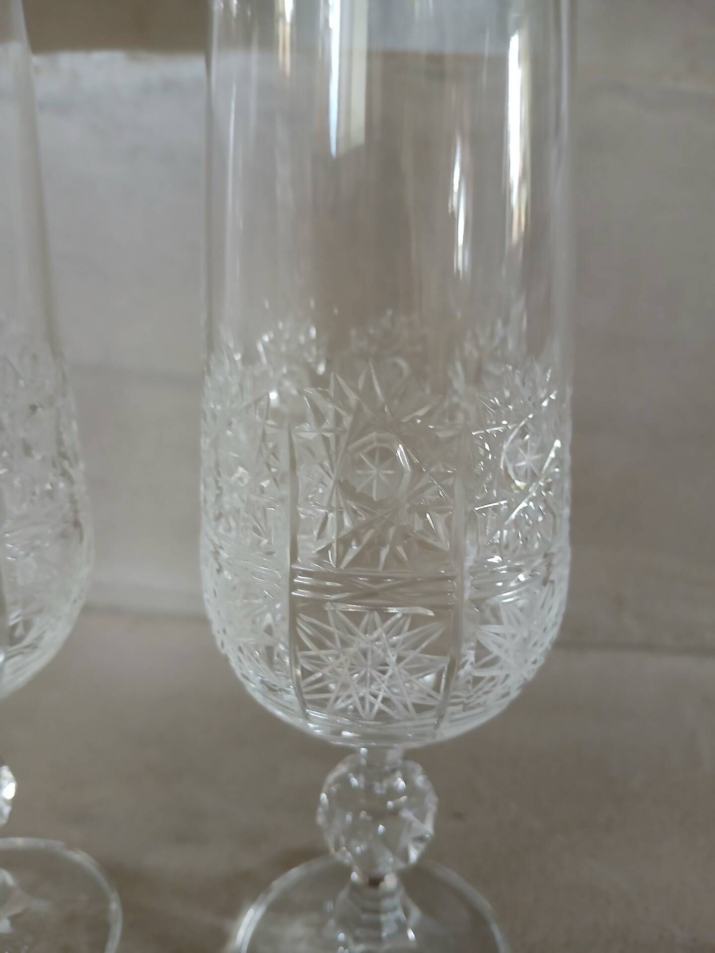 2 antique champagne flutes
