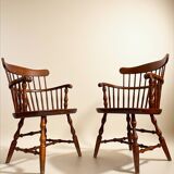 Paire de fauteuils anglais Windsor à barrettes (années 60)