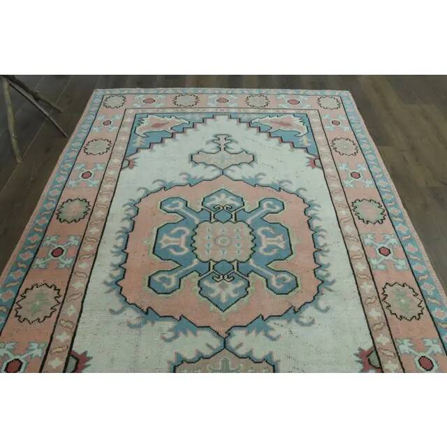 1970s Vintage Turkish Oushak Handmade Wool Cotton Orange Area Rug 160x227