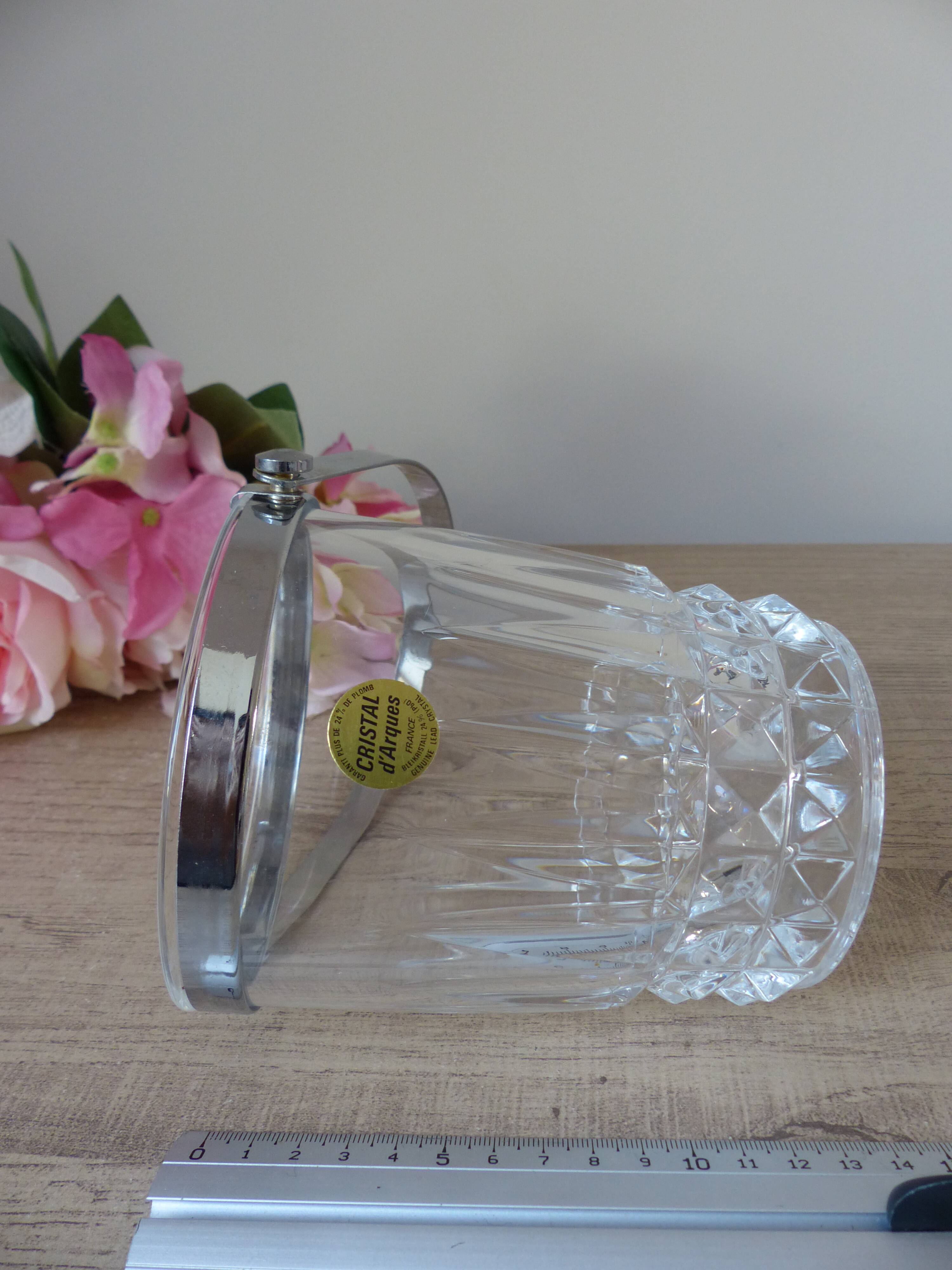 Vintage Cristal d'Arques ice bucket in transparent crystal, bar decoration