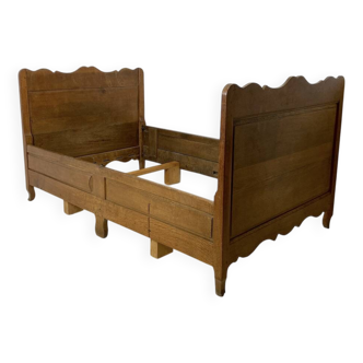 Vintage 1950s solid wood bed