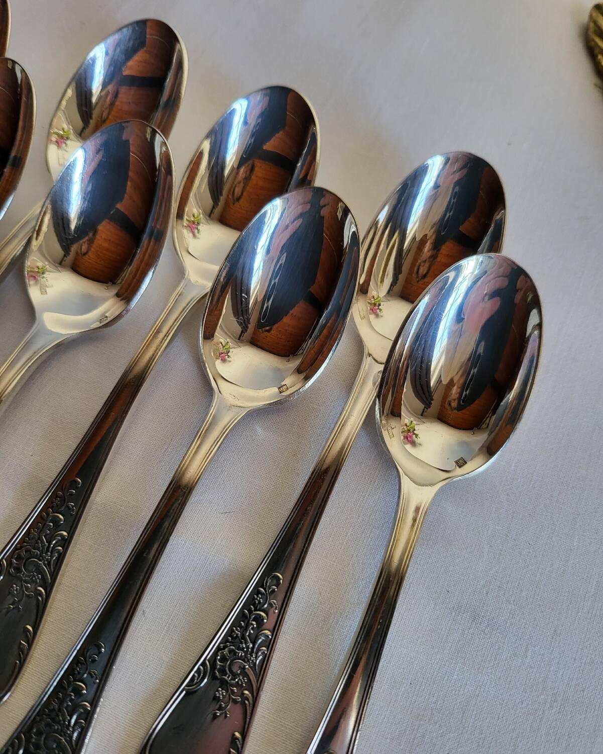 12 Small Silver-Plated Metal Spoons Guildar Silversmith