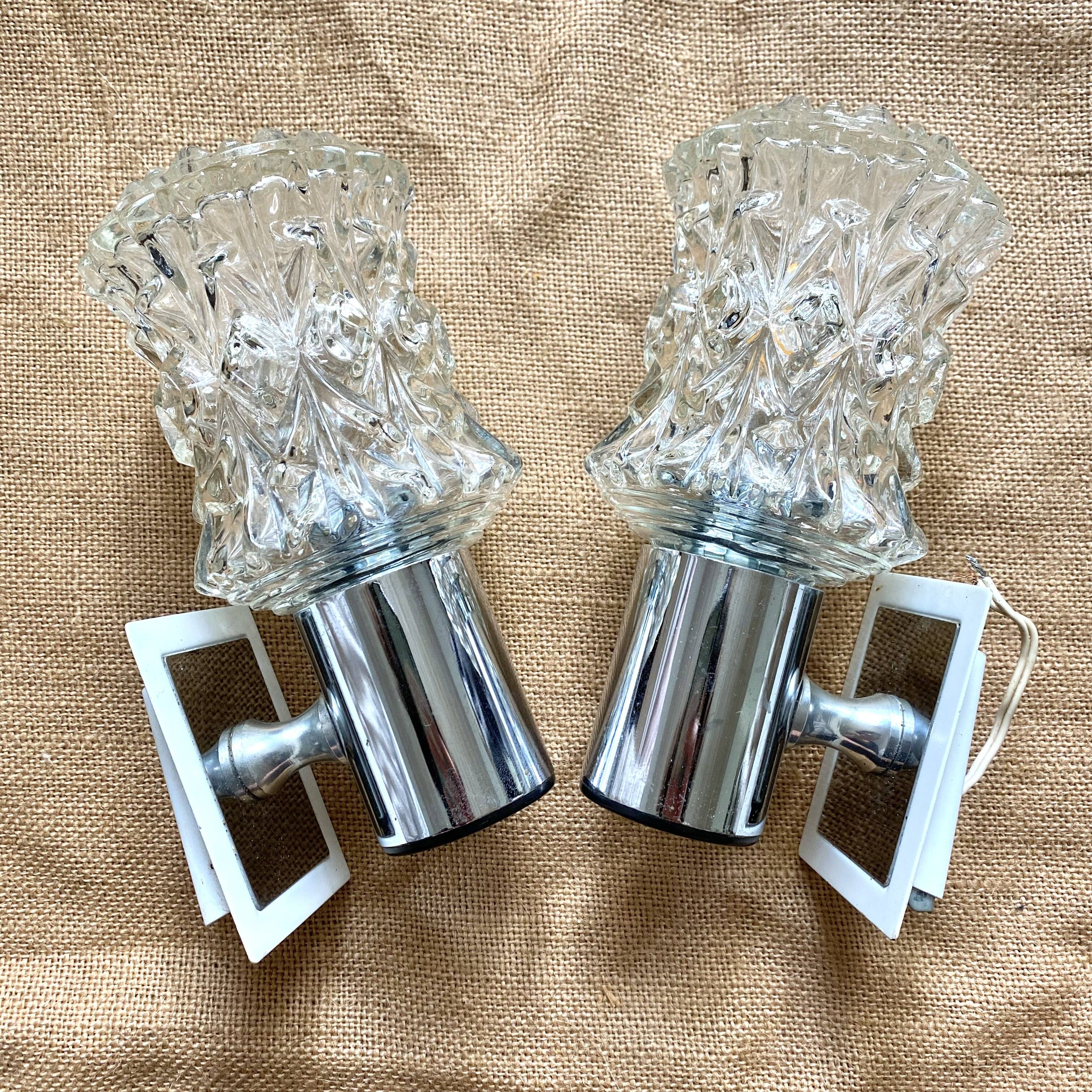 Pair of vintage chrome wall lights, 70s, Raak