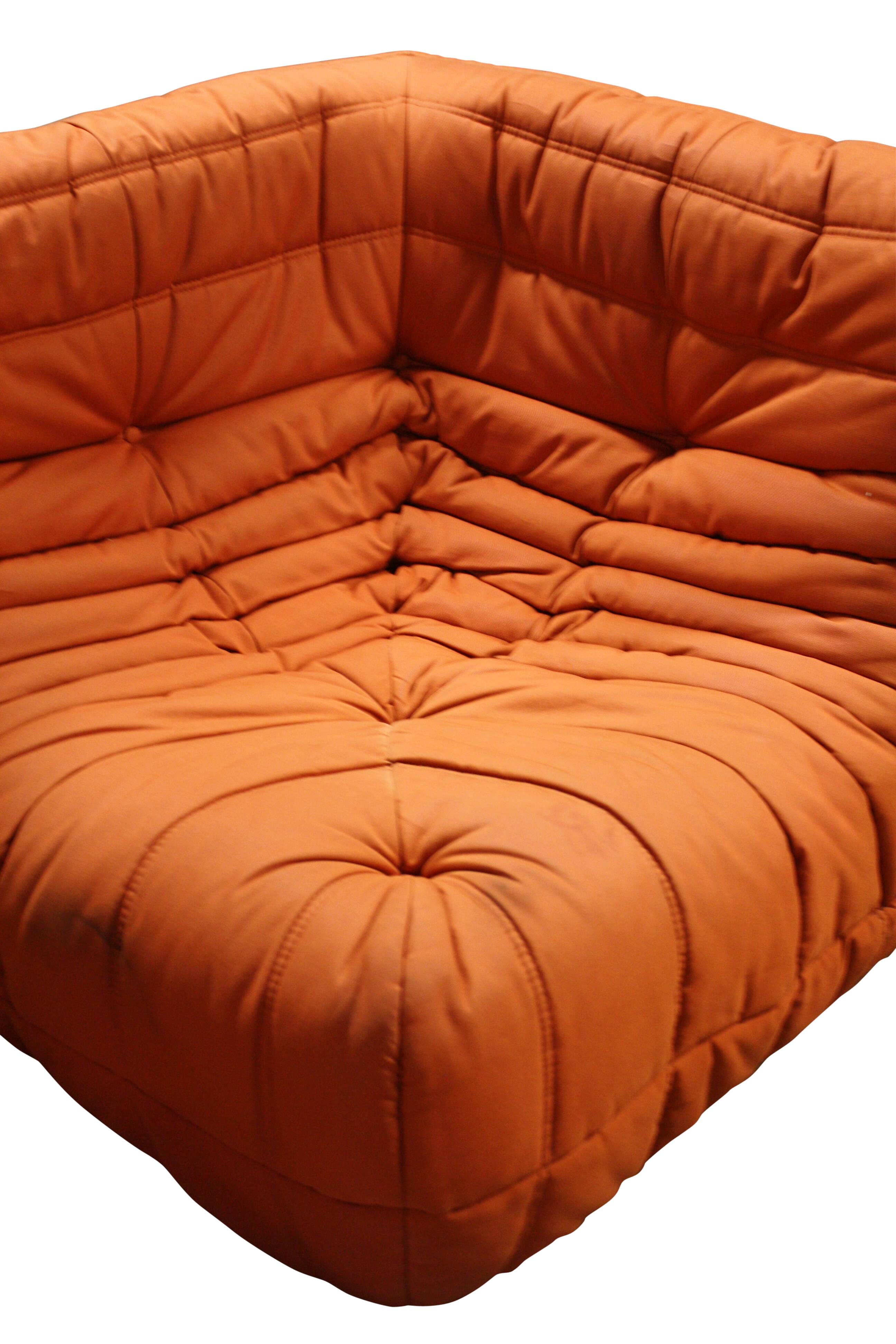 Modular 3 piece orange sofa by Michel Ducaroy for Ligne Roset