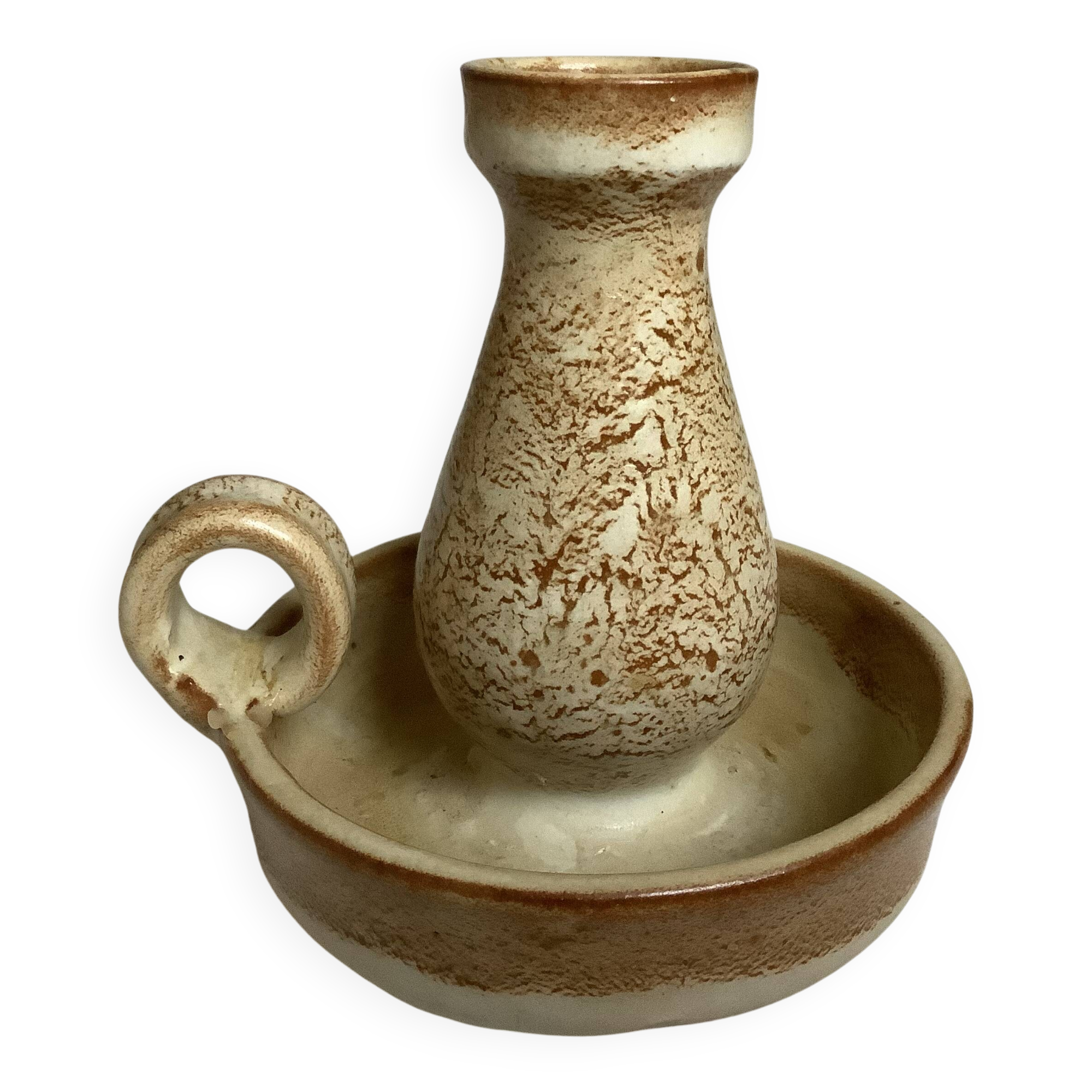 Speckled beige ceramic candle holder